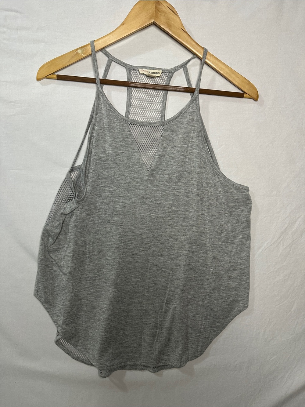 Zenana Outfitters Grey Mesh-Back Racer Tank